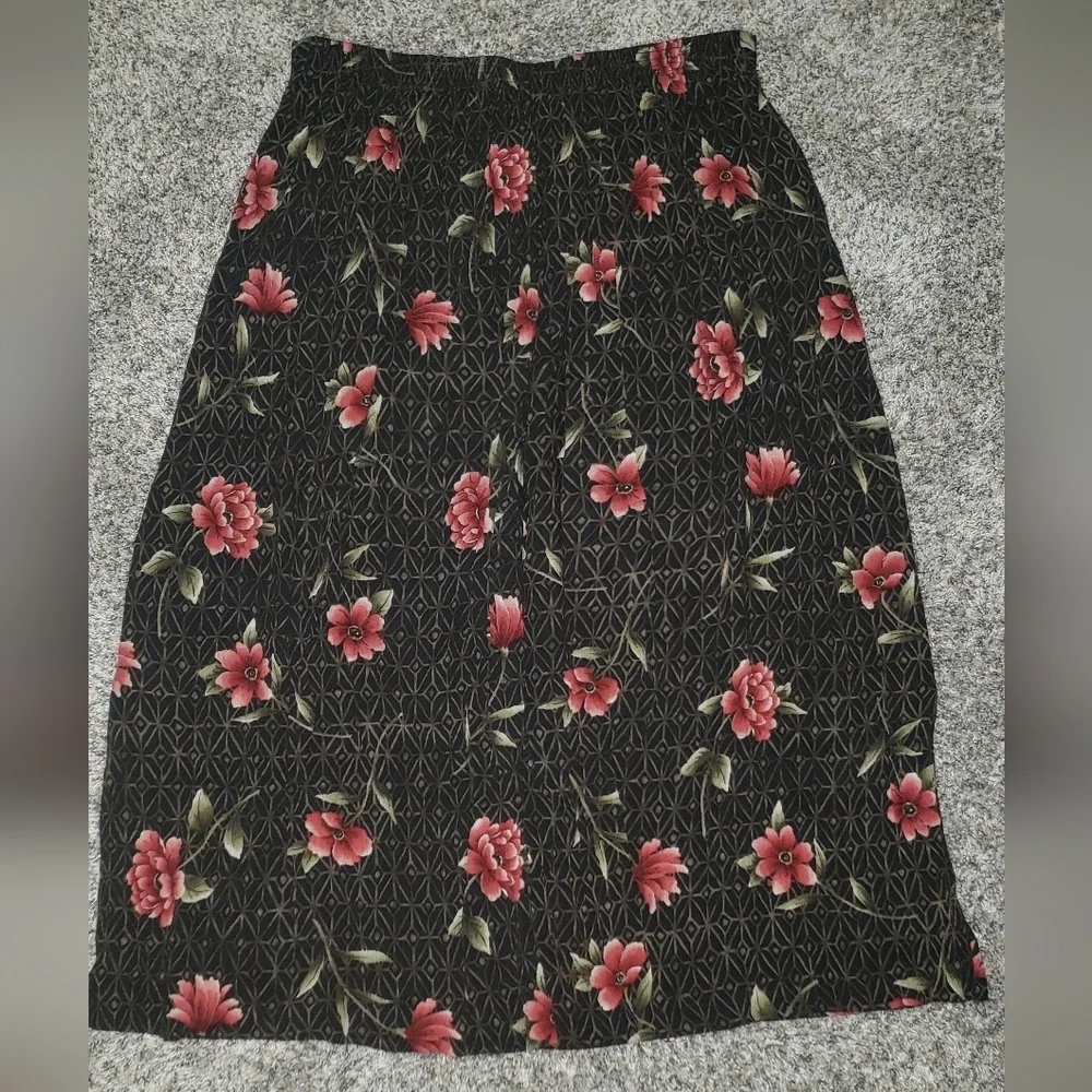 Jaclyn Smith| Floral Double Slit Midi Pencil Skirt